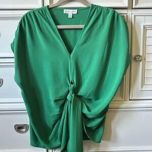 Bright green cap sleeve blouse